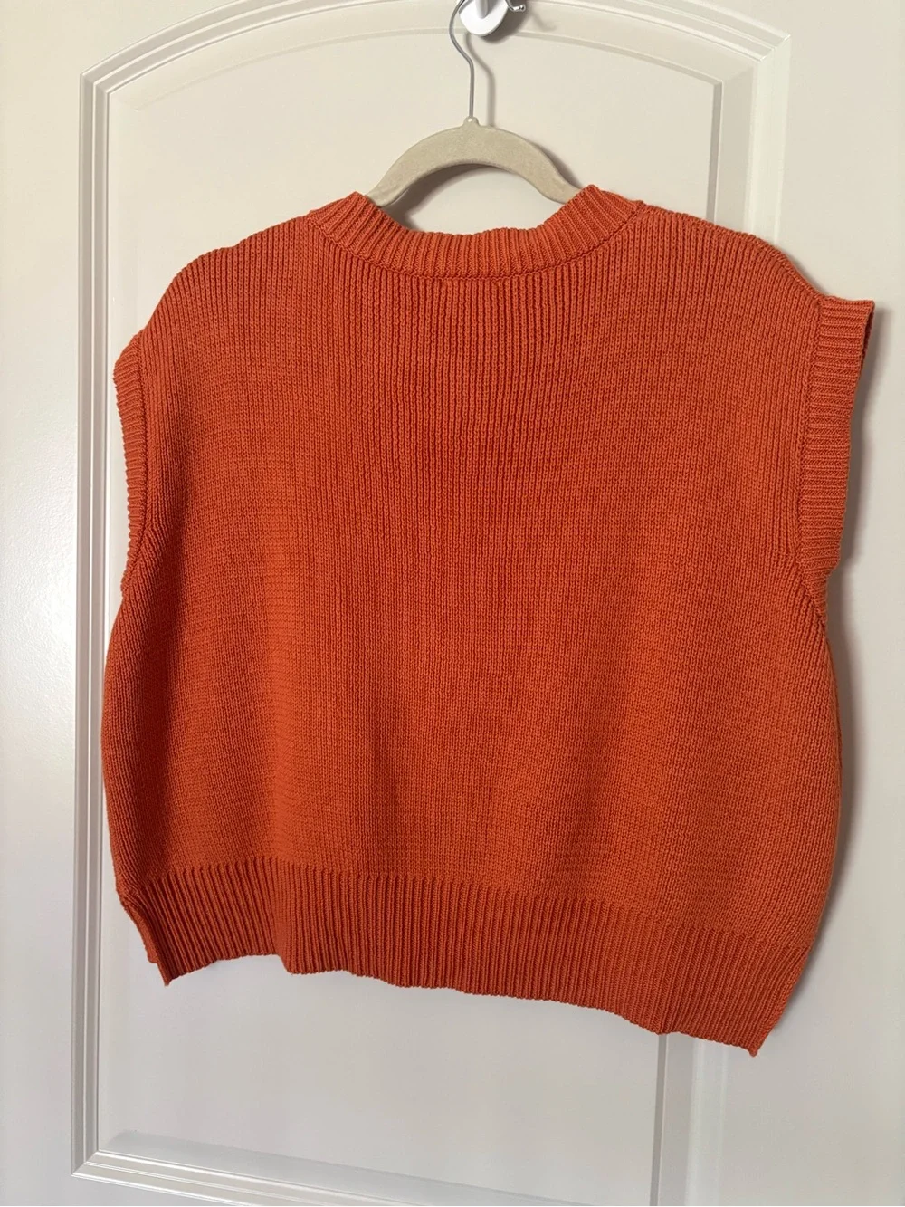 Peach Love Burnt Orange Sequin 'Game Day' V-Neck Sweater Vest